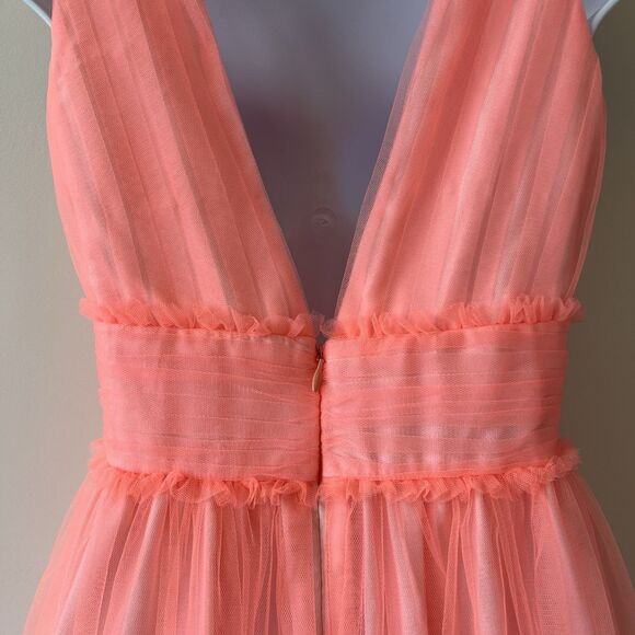 J. Crew Lynette Tulle Cocktail Dress Neon Coral Cocktail Balletcore Size 00 $228 - Picture 10 of 15